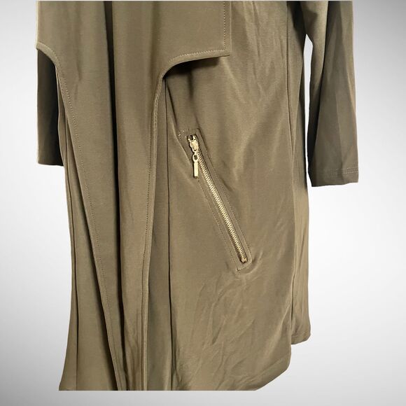 Nina Leonard Green Miracle Matte Jersey Open Front Duster/Jacket Size Medium - Picture 5 of 9